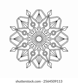 Detailed Geometric Mandala Vector for Coloring and Design Projects