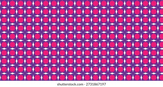 Patrón geométrico detallado con tonos rosados y morados con acentos blancos y Formas repetidas en una composición de cuadrícula