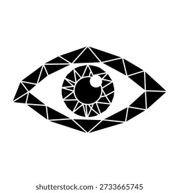 Detailed geometric representation of an eye with triangles and shapes