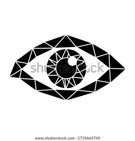Detailed geometric representation of an eye with triangles and shapes