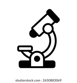 Um ícone de glifo detalhado do uso do laboratório de microscópio