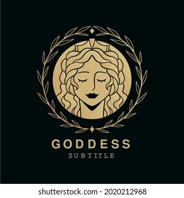 vector de plantilla detallada del logotipo de la diosa