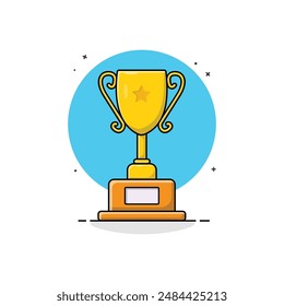 Detailed Golden Trophy Award Vector Illustration. Champion and Reward Concept Design