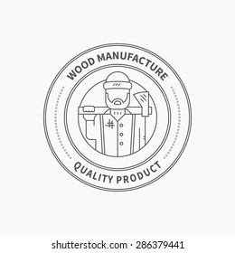 Detailed graphic with carpenter element made in vintage style. Vector design for logotype, label, badge, t-shirt or for other type of graphic. Woodwork vector illustration.
