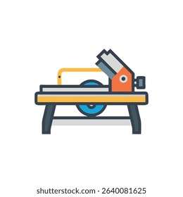 Detailed graphic illustration of a circular saw on White