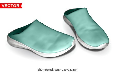 Detailed graphic photorealistic rubber home boots. Isolated on white background. Vector icon.