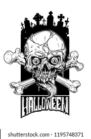 Detailed Graphic Realistic Halloween Black White Stock Vector Royalty Free