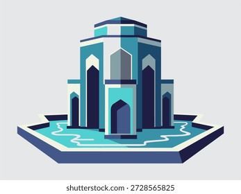 Representação gráfica detalhada da estrutura de uma mesquita