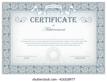 Detailed gray vintage certificate flags and flourishes. Template for document, diploma, coupon.