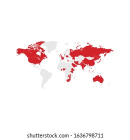 Detailed Gray World Map Separated Country Vector Design