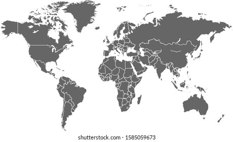 Detailed Gray World Map Vector Design