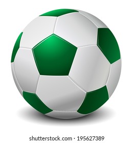 Detailed green fringe football ball isolated on white background. Vector illustration