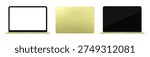 Detailed green notebook PC mockup. Front and rear view isolated on transparent background. Vector PNG