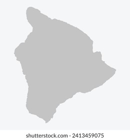 A detailed grey-colored map of the Big Island of Hawaii