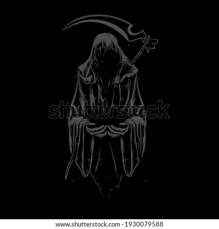 Detailed grim reaper illustration and tshirt design
