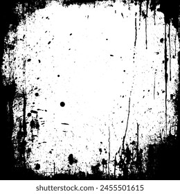 Detailed grunge border in black on a white background