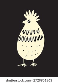 Ilustraciones detalladas de la gallina dibujadas a mano para el fondo oscuro