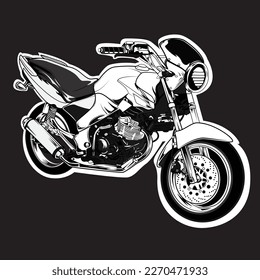 Detailed hand drawn a motorbike logo. Vector art