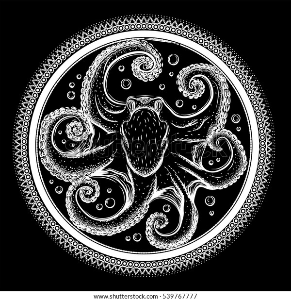 Download Detailed Hand Drawn Octopus Mandalasketch Tattoo Stock ...