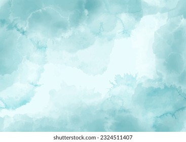 Detailed hand painted watercolour background in teal colours