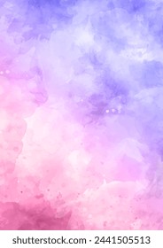 Detailed hand painted watercolour texture background in shades of pink and purple