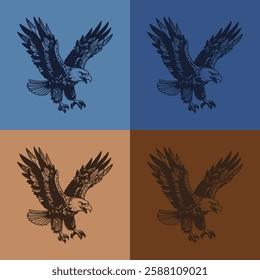 A detailed hand-drawn eagle sketch, showcasing its fierce and majestic look. Perfect for tattoos, logos, emblems, wildlife art, and patriotic designs.