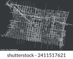 Detailed hand-drawn navigational urban street roads map of the CENTER CITY neighborhood of the American city of PHILADELPHIA, PENNSYLVANIA with vivid road lines and name tag on solid background