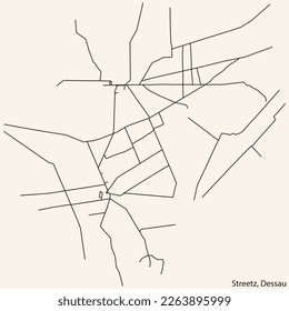 Detailed hand-drawn navigational urban street roads map of the STREETZ-NATHO BOROUGH of the German town of DESSAU, Germany with vivid road lines and name tag on solid background