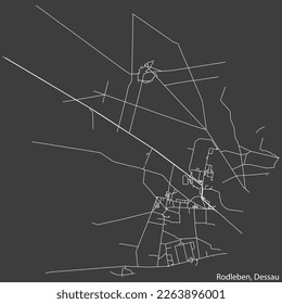 Detailed hand-drawn navigational urban street roads map of the RODLEBEN BOROUGH of the German town of DESSAU, Germany with vivid road lines and name tag on solid background