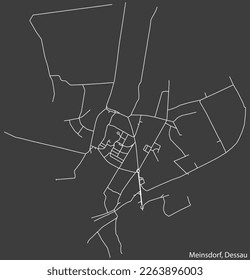 Detailed hand-drawn navigational urban street roads map of the MEINSDORF BOROUGH of the German town of DESSAU, Germany with vivid road lines and name tag on solid background