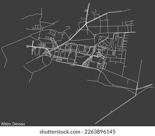 Detailed hand-drawn navigational urban street roads map of the ALTEN BOROUGH of the German town of DESSAU, Germany with vivid road lines and name tag on solid background