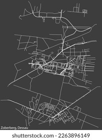 Detailed hand-drawn navigational urban street roads map of the ZOBERBERG BOROUGH of the German town of DESSAU, Germany with vivid road lines and name tag on solid background