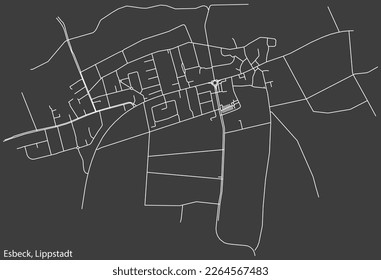 Detailed hand-drawn navigational urban street roads map of the ESBECK BOROUGH of the German town of LIPPSTADT, Germany with vivid road lines and name tag on solid background