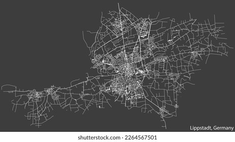 Detailed hand-drawn navigational urban street roads map of the German town of LIPPSTADT, GERMANY with vivid road lines and name tag on solid background