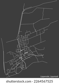 Detailed hand-drawn navigational urban street roads map of the LIPPERODE BOROUGH of the German town of LIPPSTADT, Germany with vivid road lines and name tag on solid background