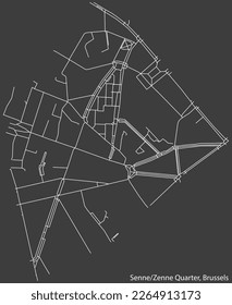 Detailed hand-drawn navigational urban street roads map of the SENNE-ZENNE QUARTER (ZENNEWIJK) of the Belgian city of BRUSSELS, Belgium with vivid road lines and name tag on solid background