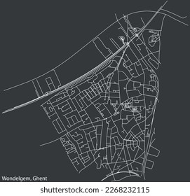 Detailed hand-drawn navigational urban street roads map of the WONDELGEM MUNICIPALITY of the Belgian city of GHENT, Belgium with vivid road lines and name tag on solid background