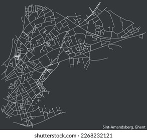 Detailed hand-drawn navigational urban street roads map of the SINT-AMANDSBERG MUNICIPALITY of the Belgian city of GHENT, Belgium with vivid road lines and name tag on solid background