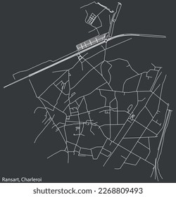 Detailed hand-drawn navigational urban street roads map of the RANSART MUNICIPALITY of the Belgian city of CHARLEROI, Belgium with vivid road lines and name tag on solid background