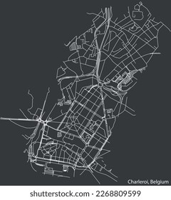 Detailed hand-drawn navigational urban street roads map of the CHARLEROI MUNICIPALITY of the Belgian city of CHARLEROI, Belgium with vivid road lines and name tag on solid background