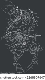 Detailed hand-drawn navigational urban street roads map of the MARCINELLE MUNICIPALITY of the Belgian city of CHARLEROI, Belgium with vivid road lines and name tag on solid background