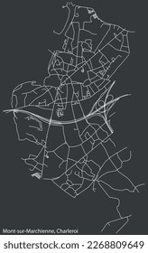 Detailed hand-drawn navigational urban street roads map of the MONT-SUR-MARCHIENNE MUNICIPALITY of the Belgian city of CHARLEROI, Belgium with vivid road lines and name tag on solid background