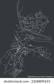 Detailed hand-drawn navigational urban street roads map of the MARCHIENNE-AU-PONT MUNICIPALITY of the Belgian city of CHARLEROI, Belgium with vivid road lines and name tag on solid background