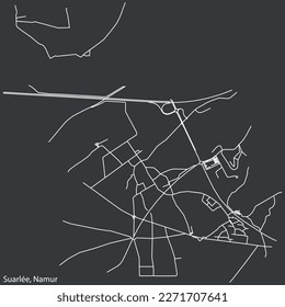 Detailed hand-drawn navigational urban street roads map of the SUARLÉE DISTRICT of the Belgian city of NAMUR, Belgium with vivid road lines and name tag on solid background