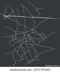 Detailed hand-drawn navigational urban street roads map of the TEMPLOUX DISTRICT of the Belgian city of NAMUR, Belgium with vivid road lines and name tag on solid background
