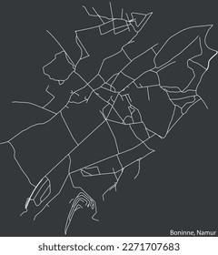 Detailed hand-drawn navigational urban street roads map of the BONINNE DISTRICT of the Belgian city of NAMUR, Belgium with vivid road lines and name tag on solid background