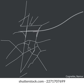 Detailed hand-drawn navigational urban street roads map of the COGNELÉE DISTRICT of the Belgian city of NAMUR, Belgium with vivid road lines and name tag on solid background