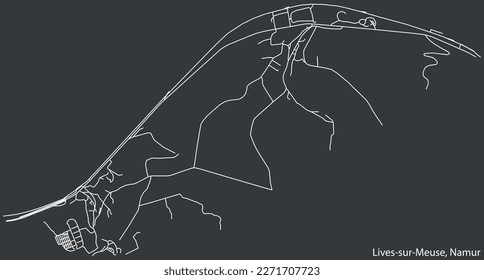 Detailed hand-drawn navigational urban street roads map of the LIVES-SUR-MEUSE DISTRICT of the Belgian city of NAMUR, Belgium with vivid road lines and name tag on solid background