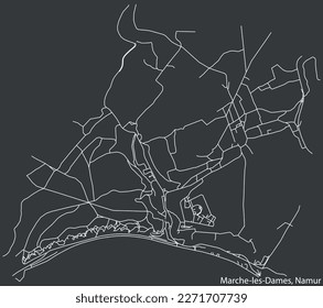 Detailed hand-drawn navigational urban street roads map of the MARCHE-LES-DAMES DISTRICT of the Belgian city of NAMUR, Belgium with vivid road lines and name tag on solid background