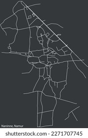 Detailed hand-drawn navigational urban street roads map of the NANINNE DISTRICT of the Belgian city of NAMUR, Belgium with vivid road lines and name tag on solid background